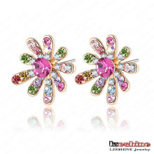 18k Gold Plated Czech Crystal Flower Girls Earrings (ER0005-C)